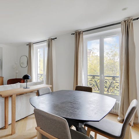 Lay the table for lunch in the light-filled dining area