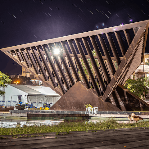 Visit historically significant Rabin Square, a short distance from your apartment