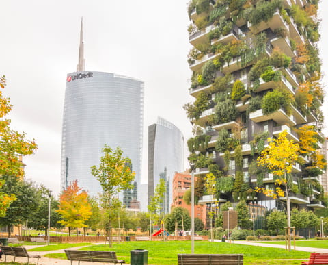 Views of Milan's skyscrapers