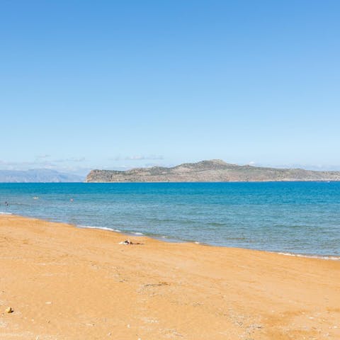 Soak up the sun from Agia Marina Beach, a short drive away
