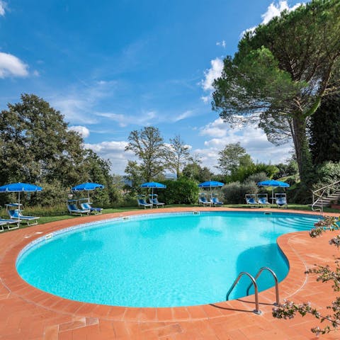 Swim in the communal pool to beat the heat
