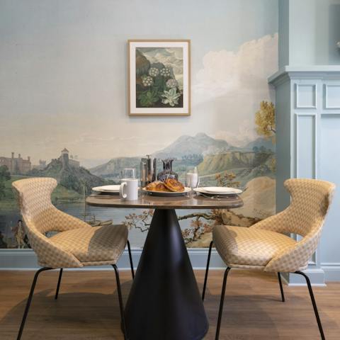 Admire the artwork over a breakfast of tattie scones