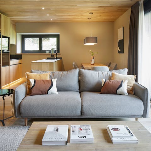 Curl up on the sofa with a glass of wine