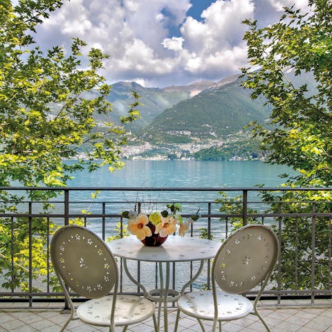 Gaze out over the beautiful lake while you enjoy your morning coffee on the terrace