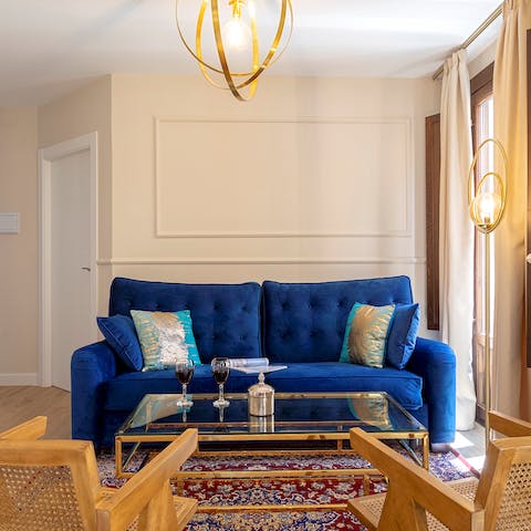 Relax in the stylish living room after a busy day of exploring the city