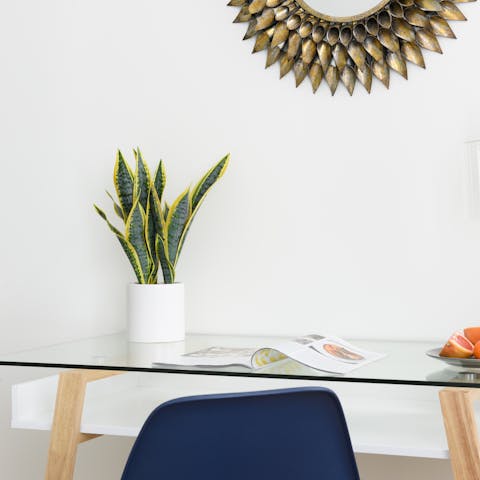 Work from home at the designated desk space