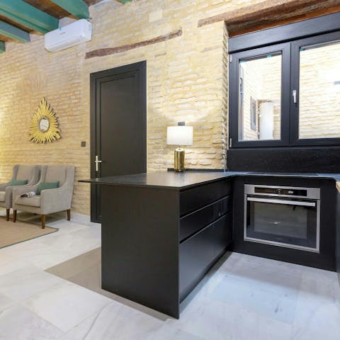Whip up a bite in the cosy kitchen