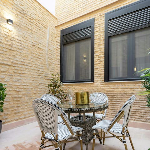 Wine and dine alfresco on the private patio