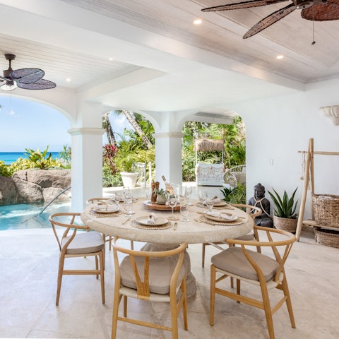 Gather around the dining table for alfresco barbecue dinners