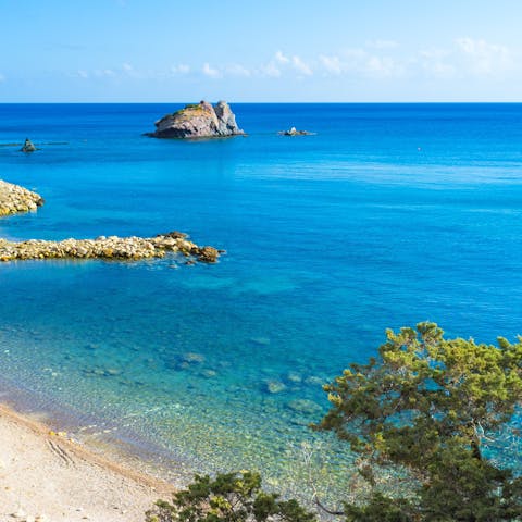 Explore Cyprus’s beaches, or spend the day in Paphos, 6 kilometres away