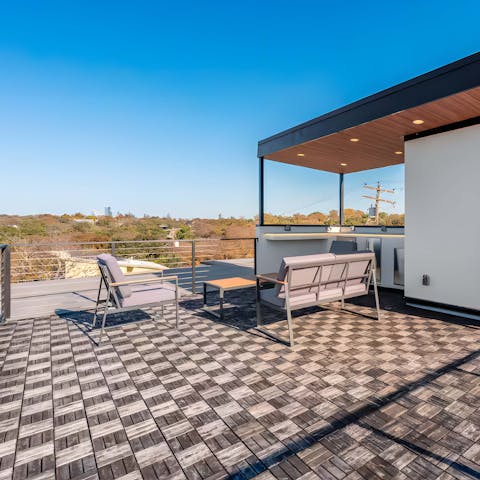 Enjoy views of the city from the rooftop terrace