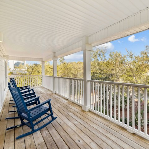 Take in tree-lined views from a shaded retreat