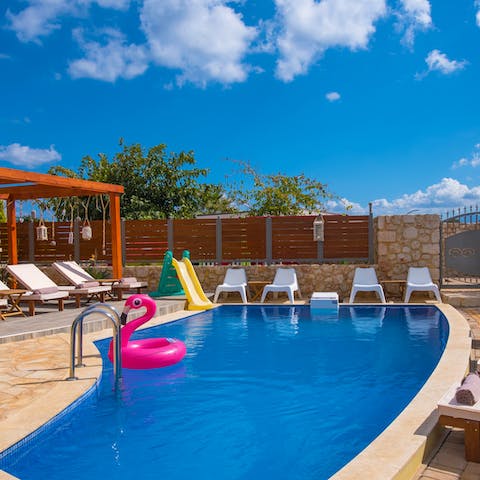 Jump into the villa's swimming pool and cool off from the Cretan heat