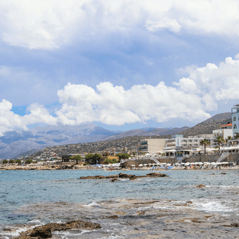 Explore the sandy beaches and seafront restaurants along the nearby Hersonissos coastline