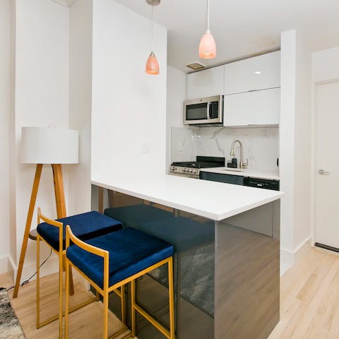 Enjoy your morning coffee at the breakfast bar