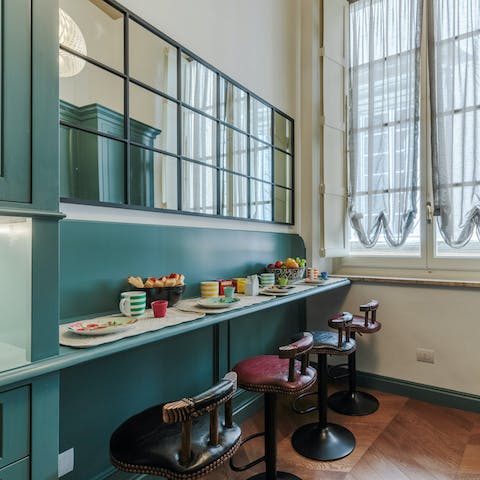 Enjoy your morning espresso at the breakfast bar