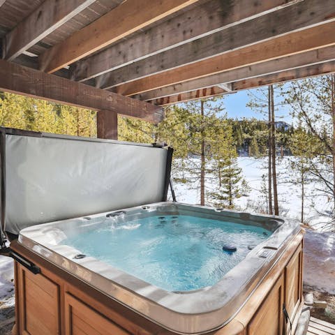 Soak sore muscles in the hot tub after a ski session