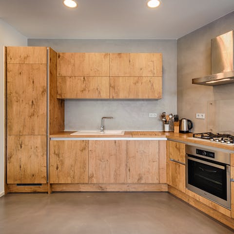 Whip up a meal in the minimalist kitchen