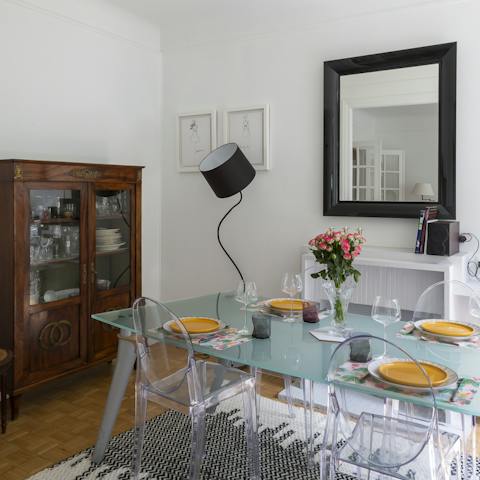 The chic contemporary dining area