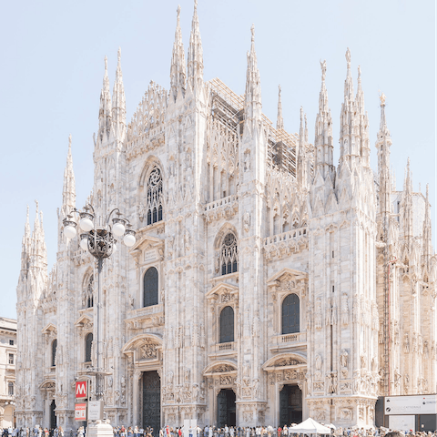 Take the six-minute mosey to the iconic Duomo and marvel at its Gothic architecture