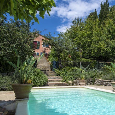 Cool off in the private pool, surrounded by lush gardens