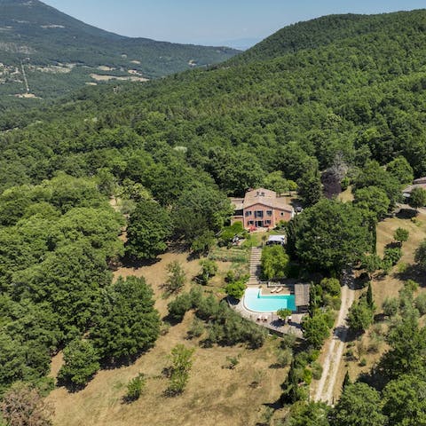 Explore the serene countryside around this rural home