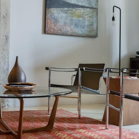 Modern light fixtures and chairs