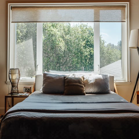 Wake up to birds singing and treetop views