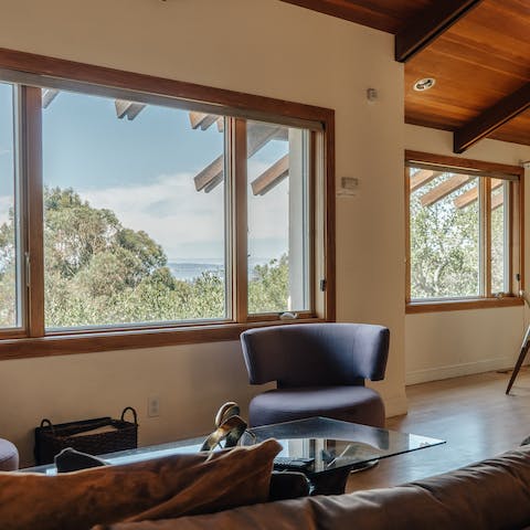 Enjoy the view across Oakland from the huge windows in the living room