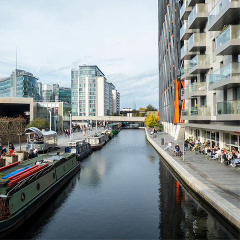 Walk fifteen minutes east and explore the bars, cafes and canals of Paddington Basin