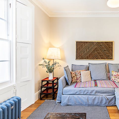 Put your feet up in the light-filled lounge and toast the day