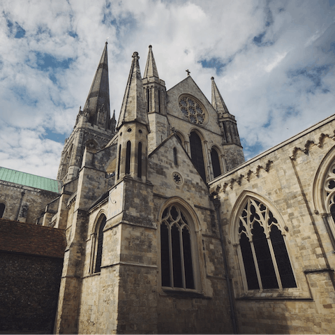 Visit Chichester with its cathedral, 5 miles from this home