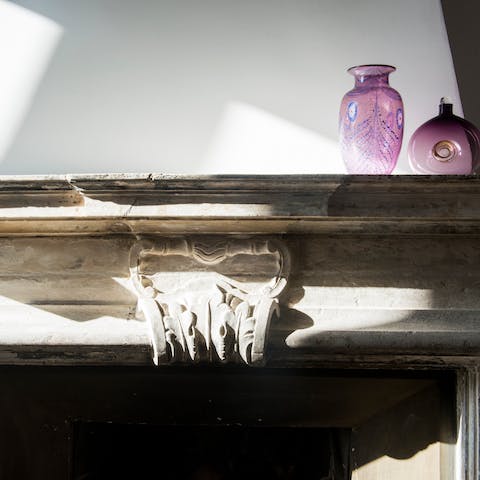 The grand stone fireplace