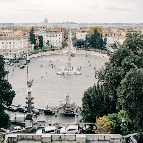 Visit beautiful Piazza del Popolo, a fourteen-minute walk away