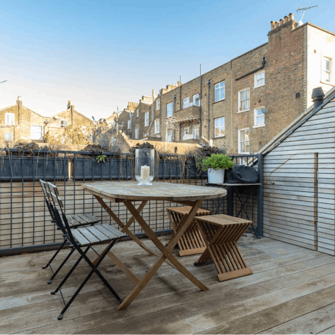 Head up to the terrace for a coffee in the morning sun
