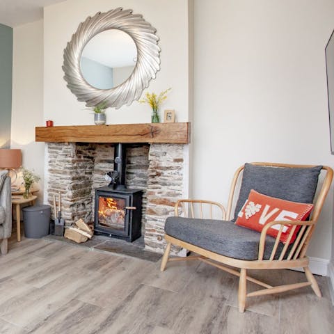 Warm up beside the crackling fire in the cooler months