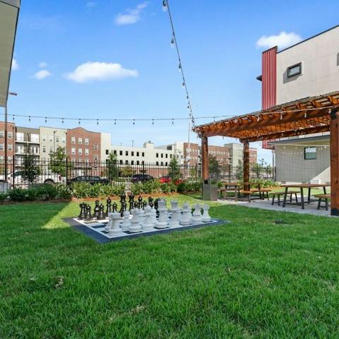 Show off your chess skills in the shared courtyard
