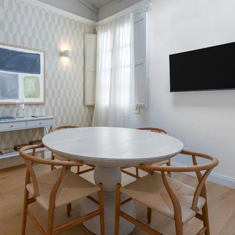 Enjoy food at home or go to one of many nearby restaurants