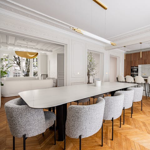 Enjoy meals in a dining room made for group dinners