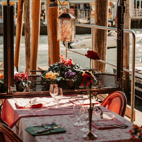 Wind your way through the historic streets to a local restaurant