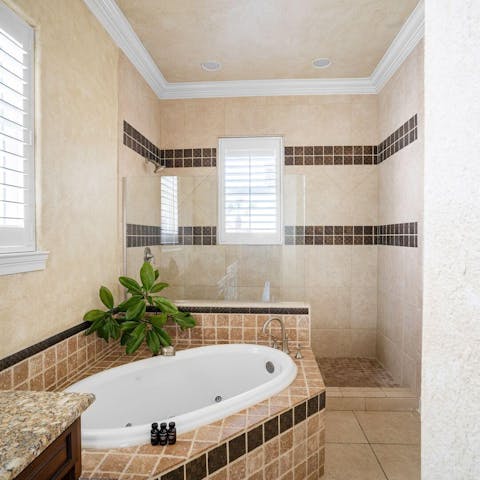 Enjoy an indulgent bath or an invigorating shower