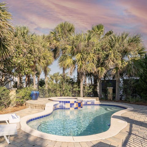 Cool off with a dip in the private swimming pool