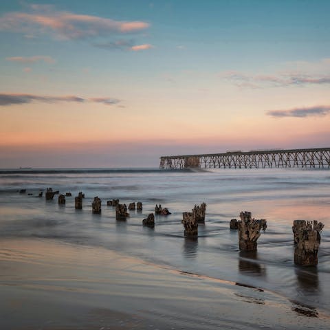 Enjoy a walk on the beach at Hartlepool – a fifteen-minute drive away