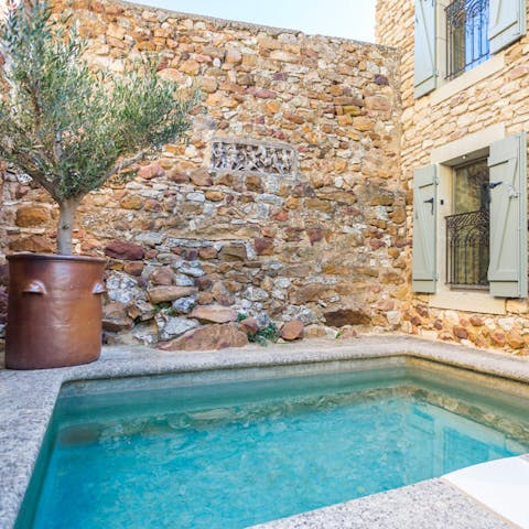 Go for a dip in the heated pool