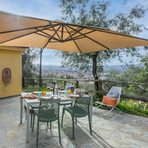 Tuck into an Italian feast at the alfresco dining table