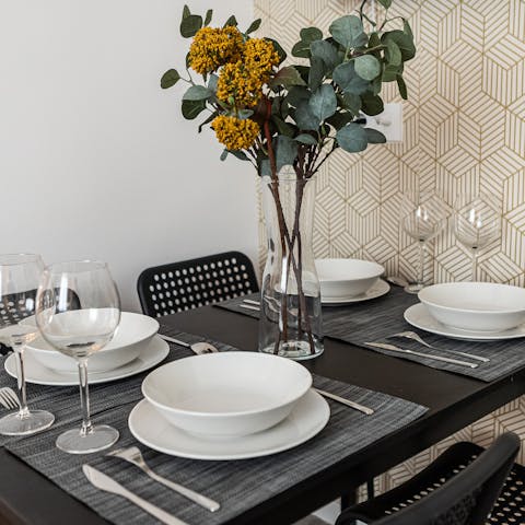 Enjoy some tortilla de patatas for lunch at your dining table