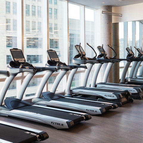 Start the day with a workout in the communal gym