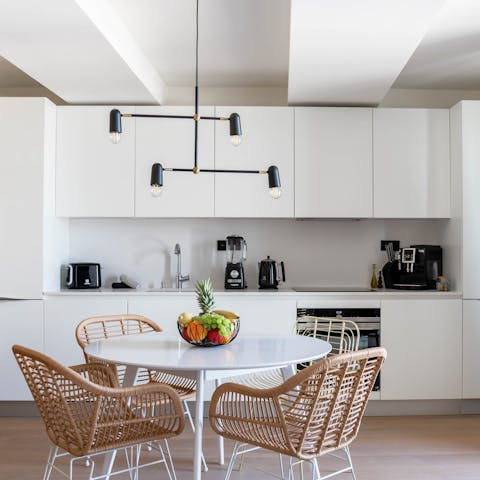 Enjoy a glass of Champagne at the dining table