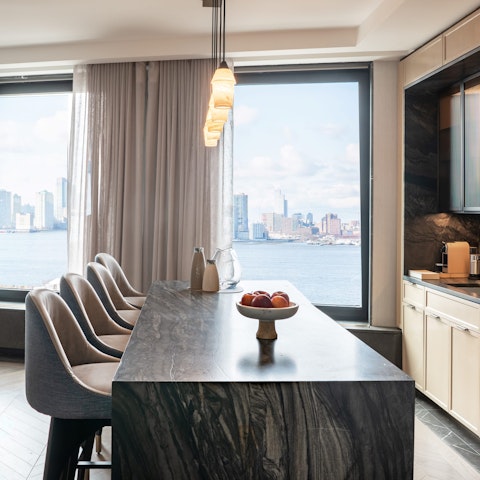 Watch the Hudson River roll by as you tuck into breakfast