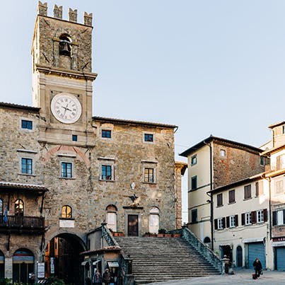Explore beautiful Cortona, 17km away